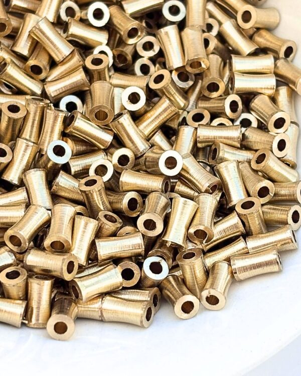 8mm Brass Hourglass Pipe Beads – 10g