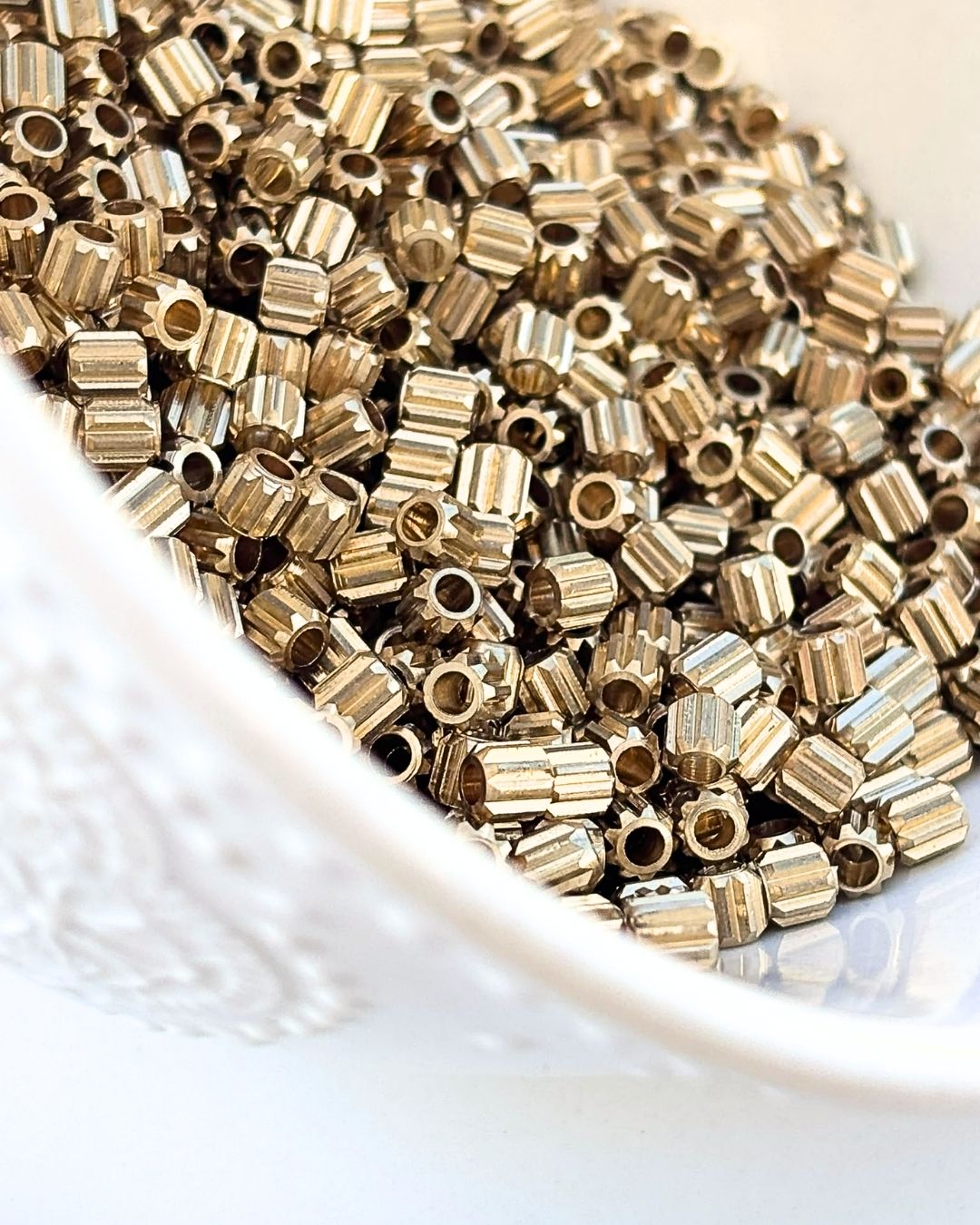 4mm Brass Pipe Geometric Beads – 10g - Image 2