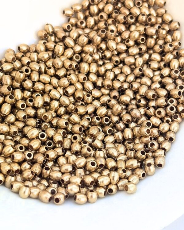 4mm Brass Barrel Beads – 10g