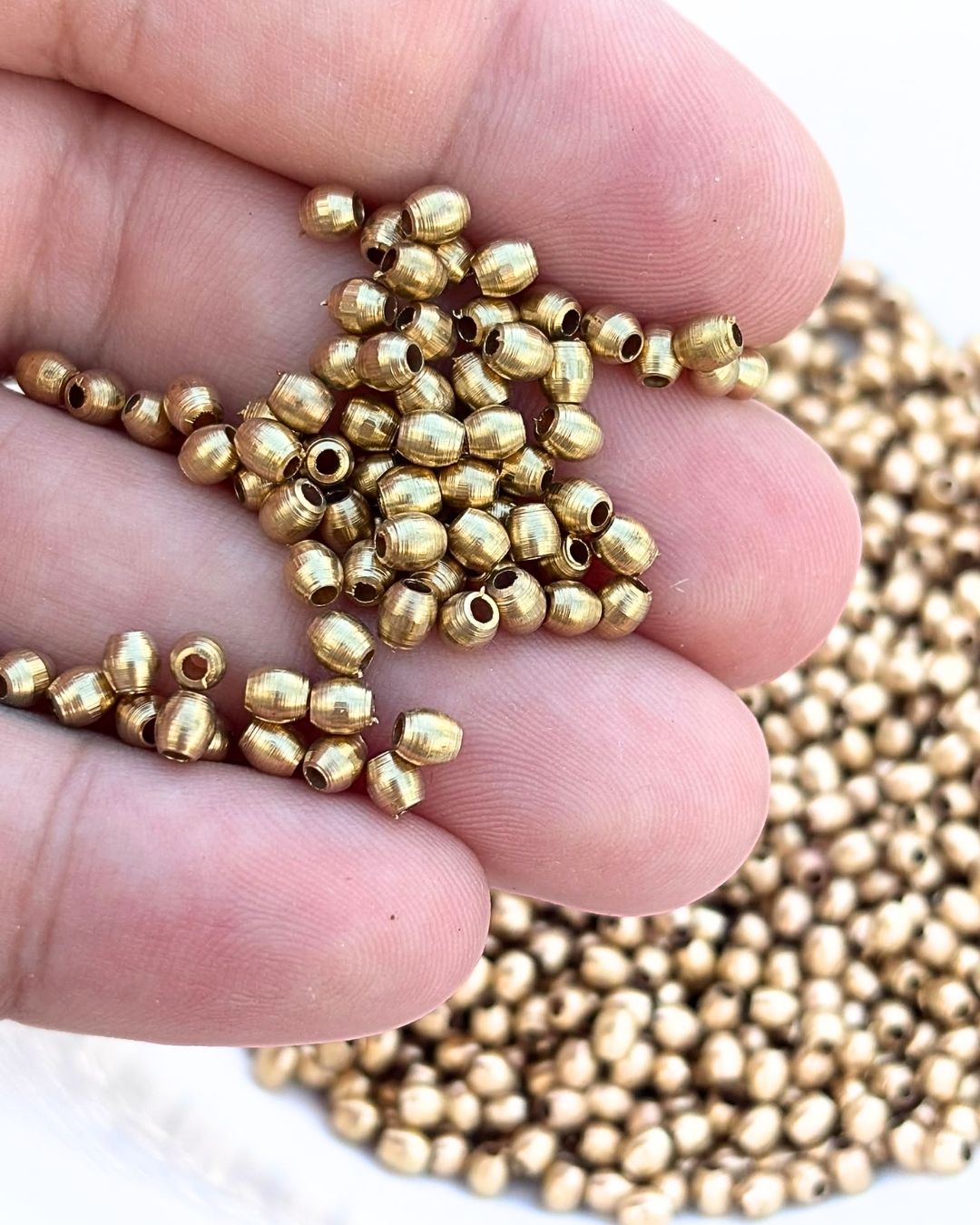 4mm Brass Barrel Beads – 10g - Image 2