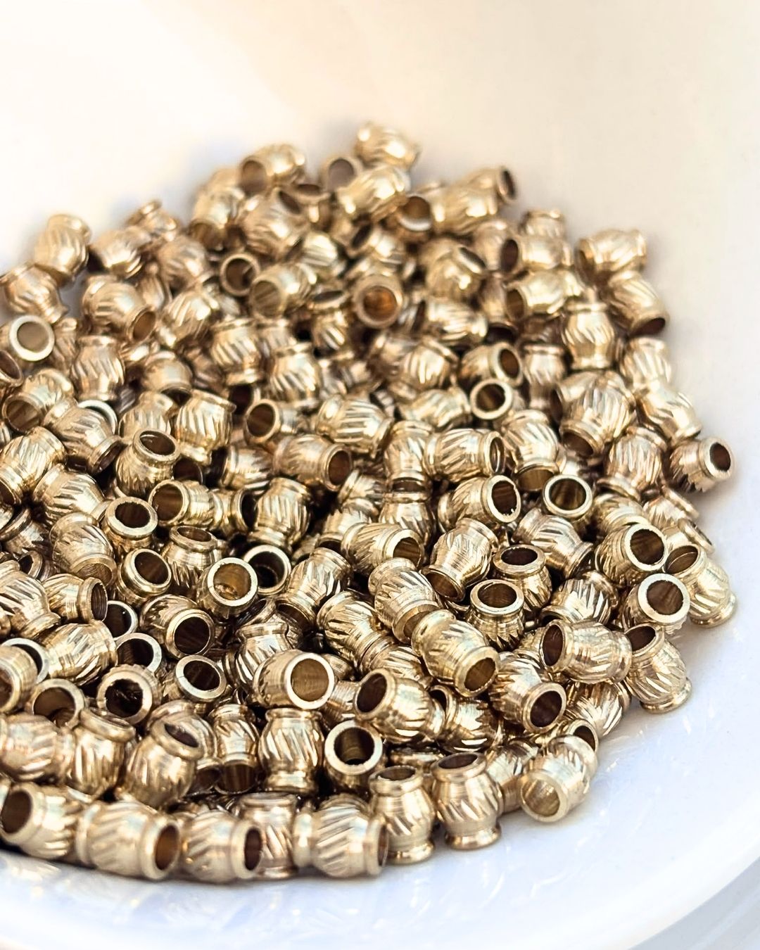 6mm Brass Fluted Barrel Beads – 10g - Image 2