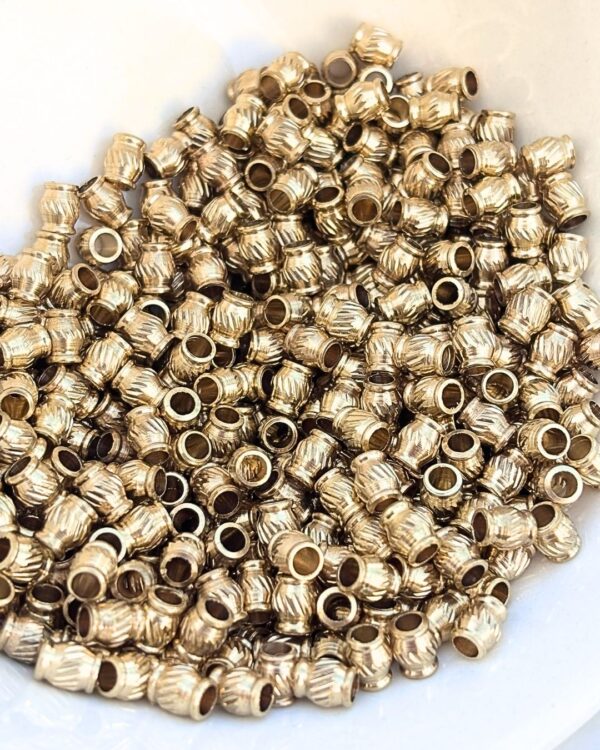 6mm Brass Fluted Barrel Beads – 10g