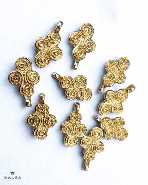 Quadratic Spiral Tribal Brass Charms – Pack of 5 Pieces