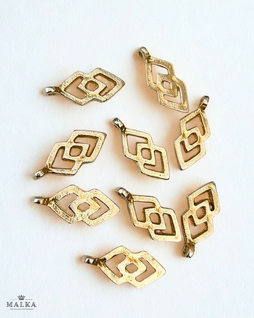 Geometric Diamond Openwork Brass Charms – Pack of 3 Pieces - Image 2