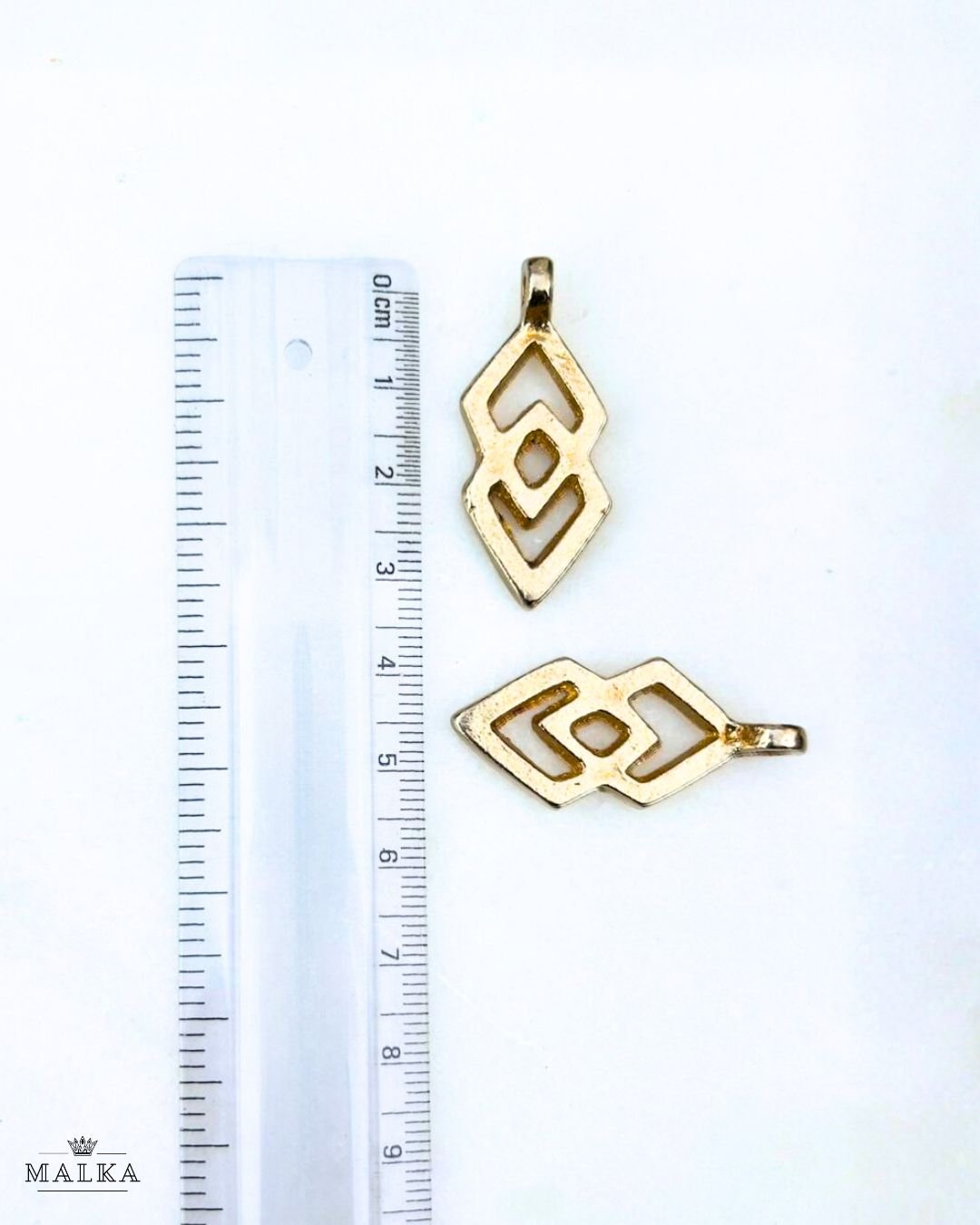 Geometric Diamond Openwork Brass Charms – Pack of 3 Pieces - Image 3