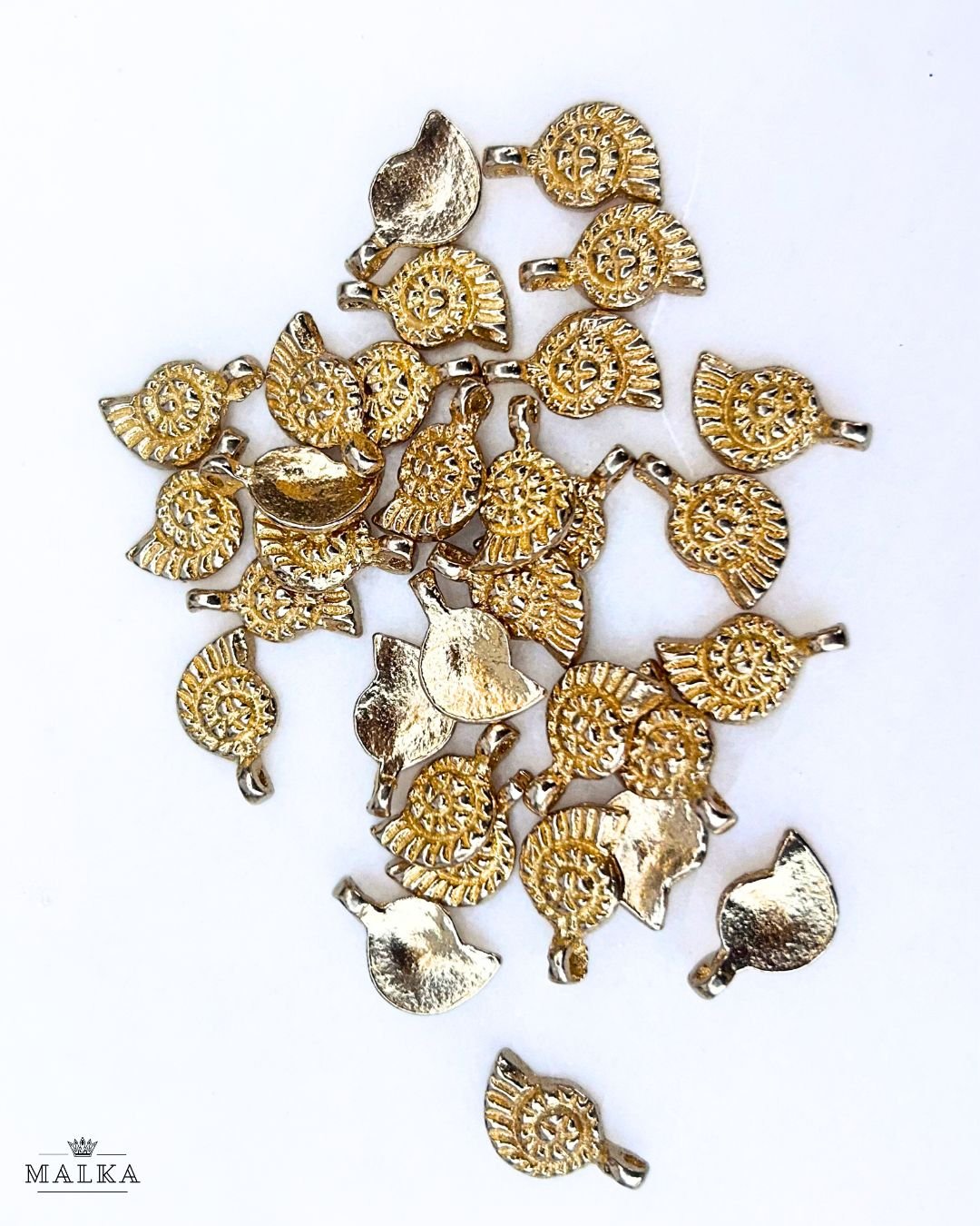 Spiral Shell Brass Charms – Pack of 10 Pieces