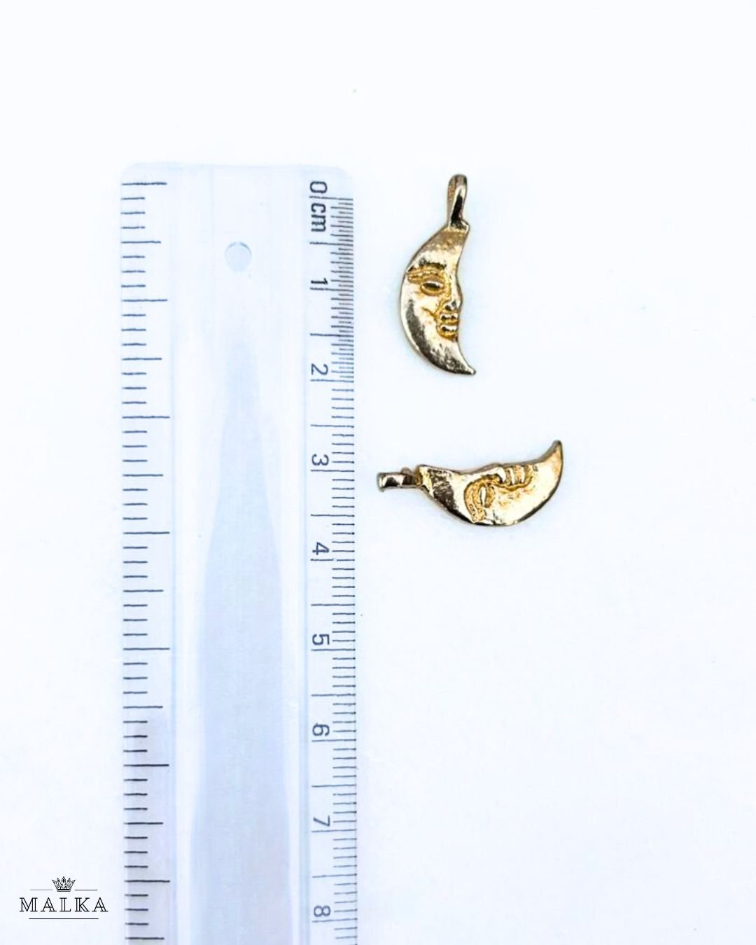Crescent Moon Face Brass Charms – Pack of 10 Pieces - Image 3