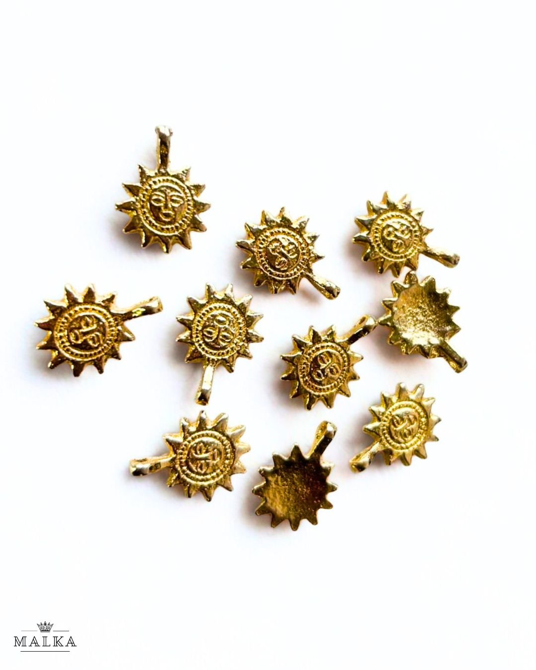 Sun Face Brass Charms – Pack of 10 Pieces - Image 2