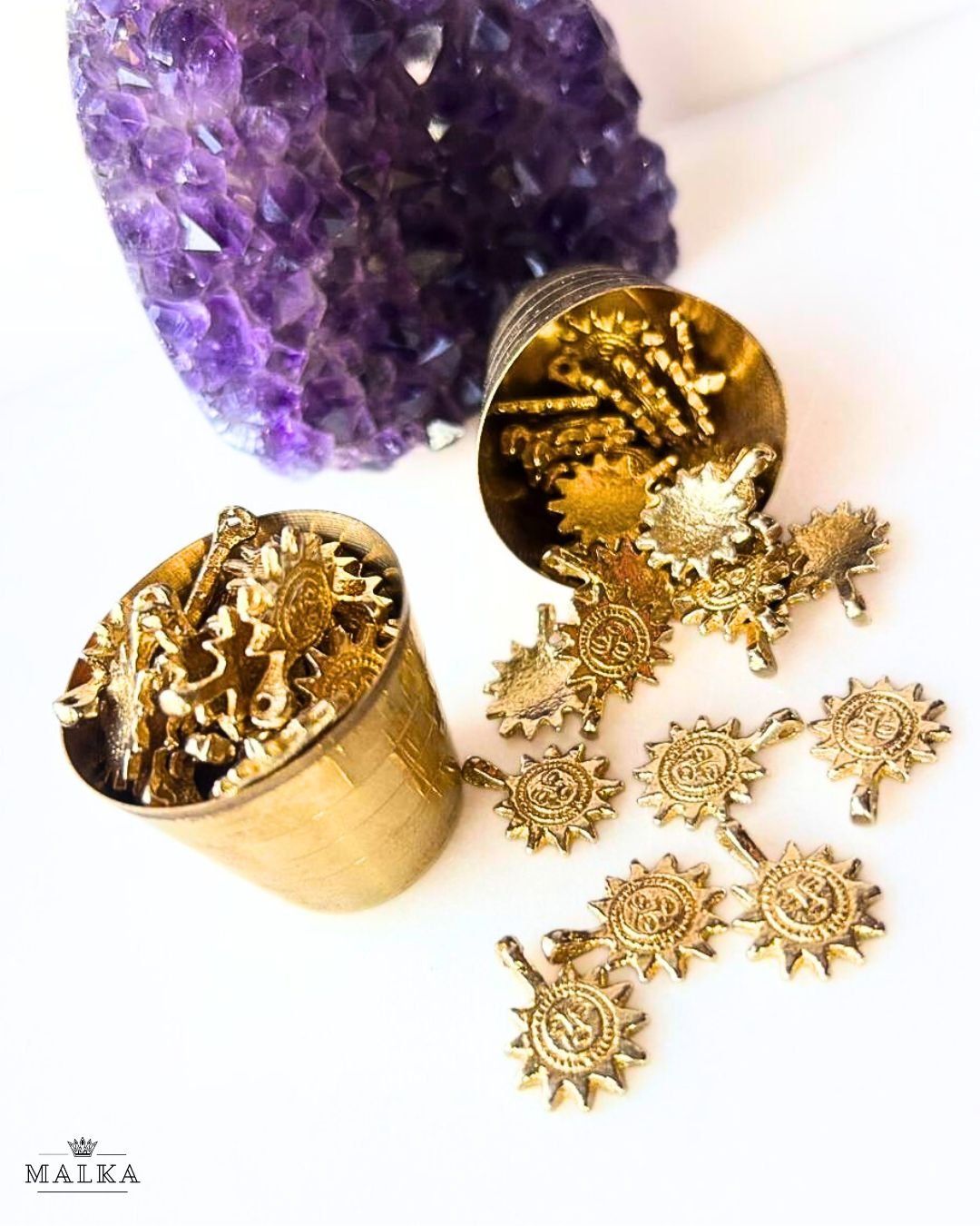 Sun Face Brass Charms – Pack of 10 Pieces