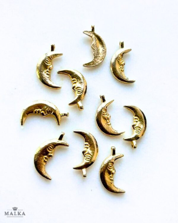 Crescent Moon Brass Charms – Pack of 5 Pieces