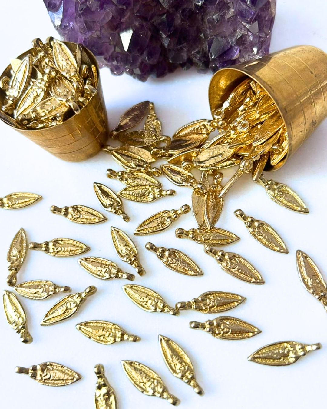 Elongated Drop Brass Charms – Pack of 10 Pieces - Image 2