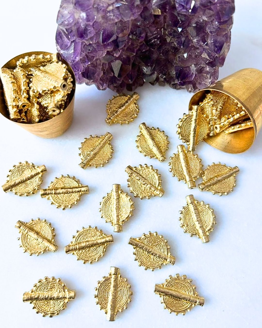 Tribal Leaf Brass Charms – Pack of 3 Pieces - Image 2