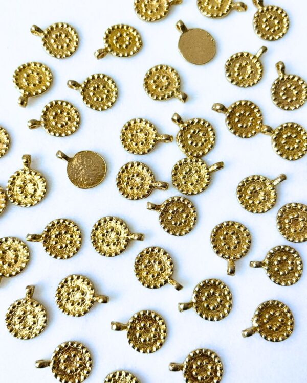 Sunburst Textured Brass Charms – Pack of 10 Pieces