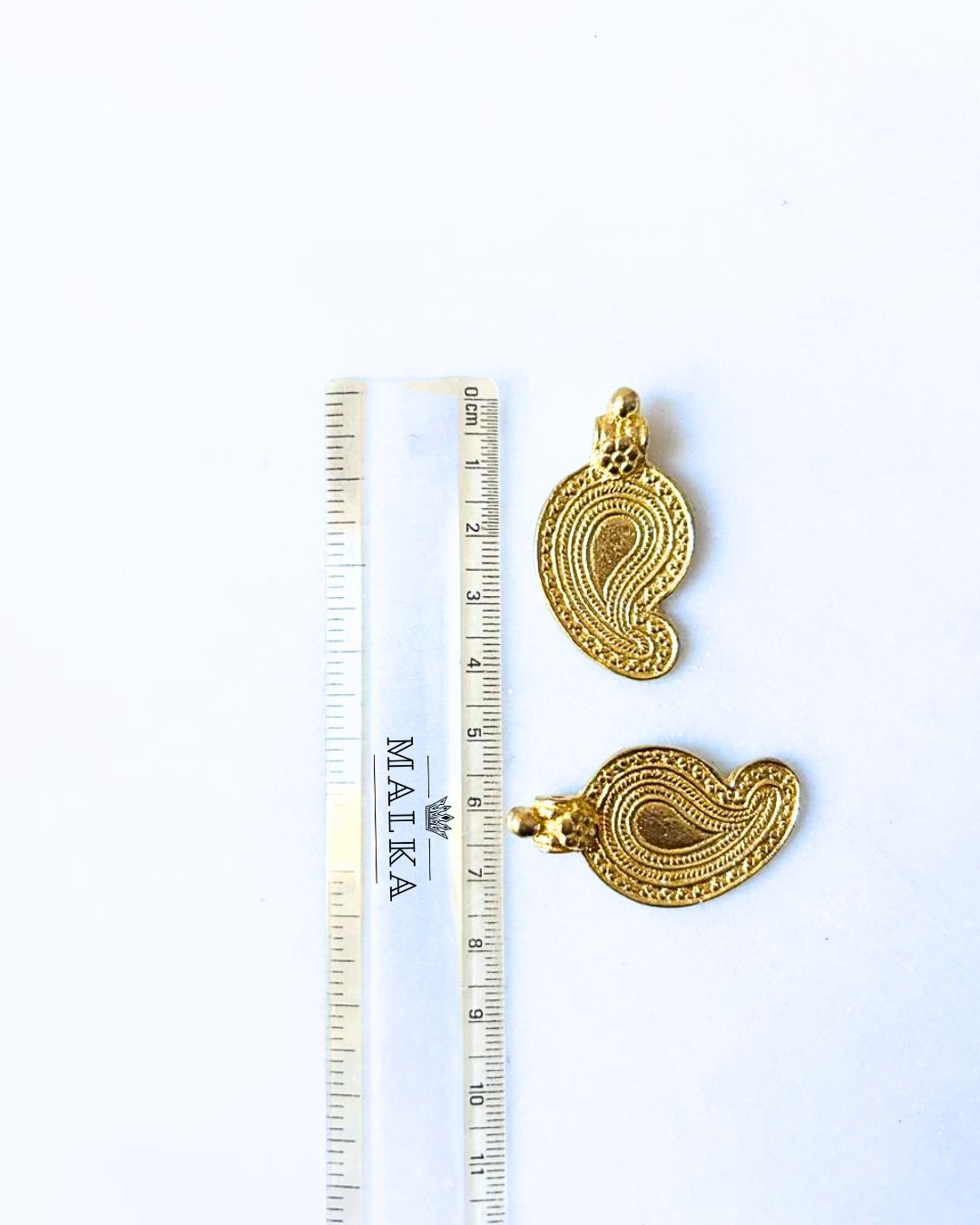 Paisley Textured Drop Brass Charms – 1 Piece - Image 3