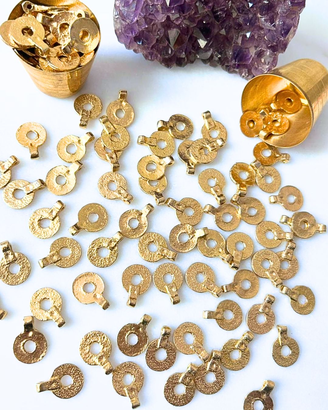 Hammered Circular Brass Charms – Pack of 10 Pieces - Image 2