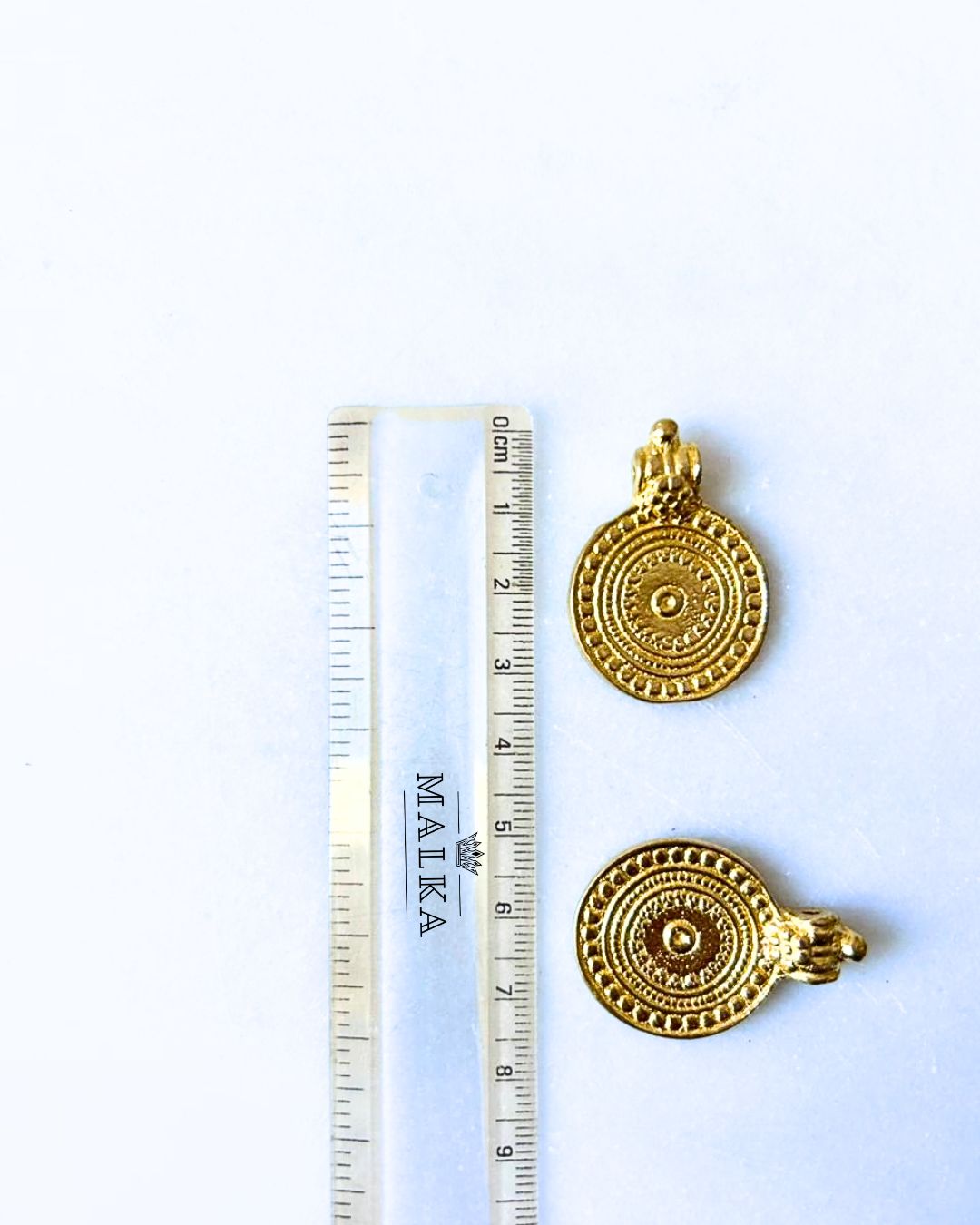 Textured Compact Circular Brass Charms – 1 Piece - Image 3