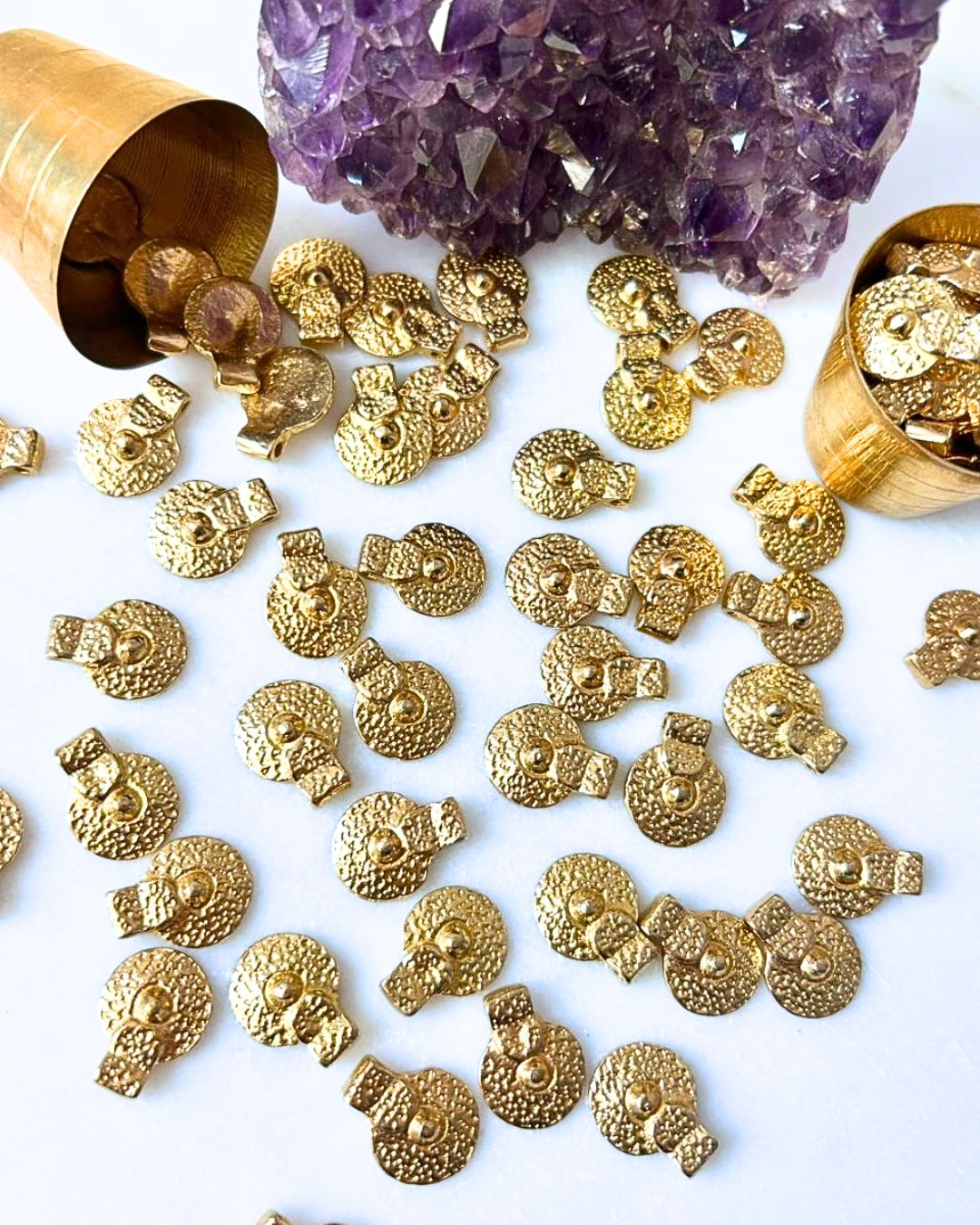 Donut Rustic Textured Brass Charms – Pack of 5 Pieces - Image 2