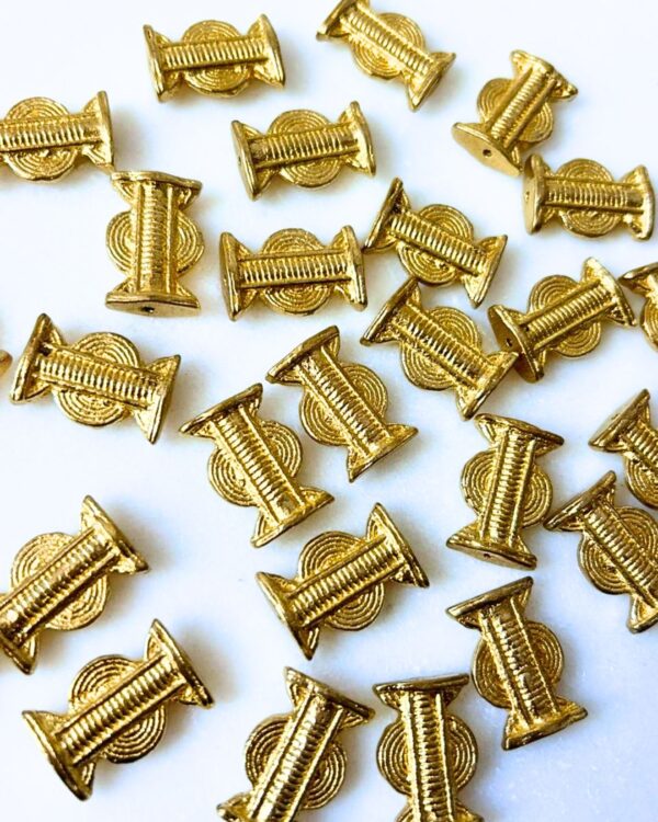 Sculptural Spool Brass Charms – 1 Piece