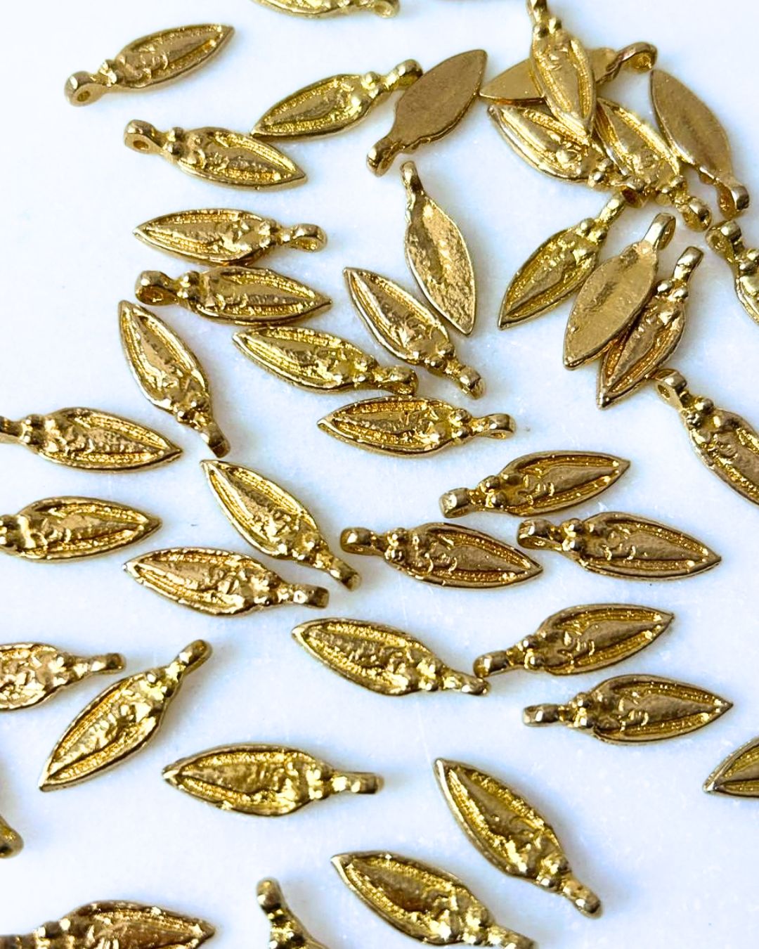 Elongated Drop Brass Charms – Pack of 10 Pieces