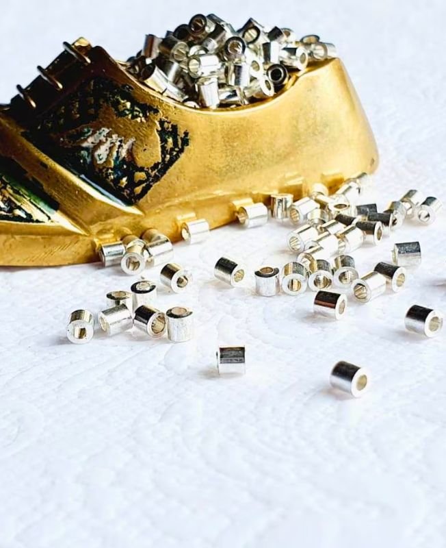 3mm Silver-Filled Brass Small Pipe Beads – 10g - Image 3