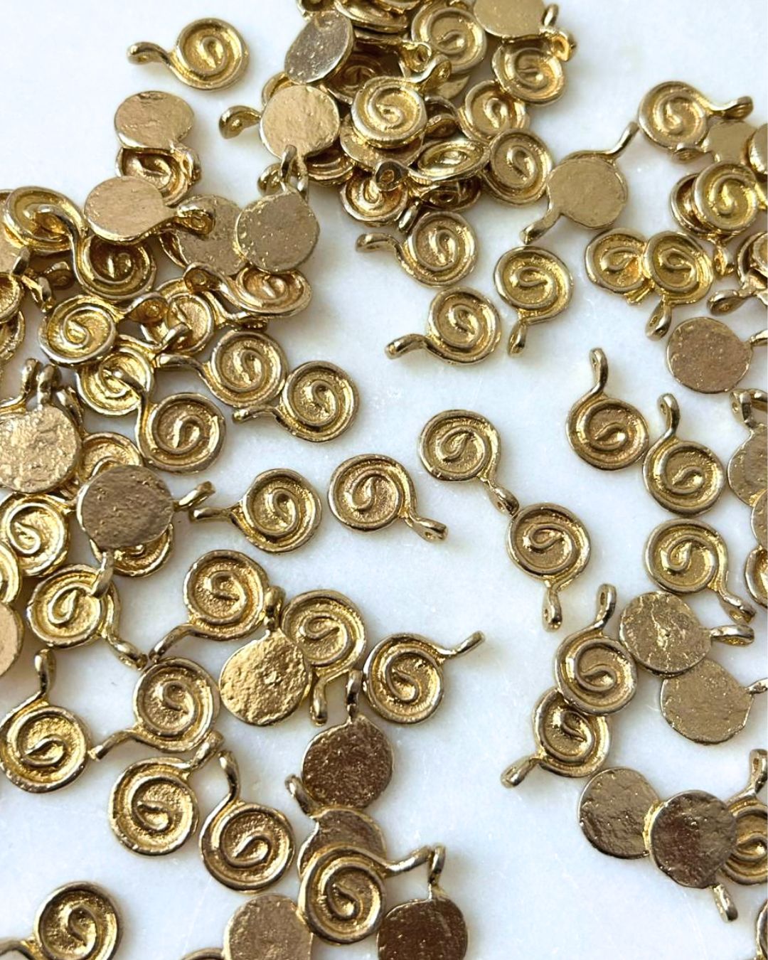 Abstract Spiral Brass Charms – Pack of 5 Pieces
