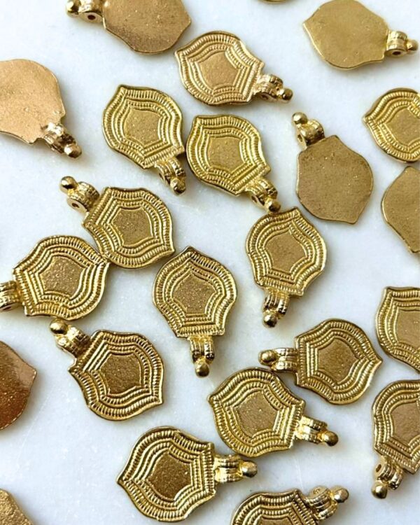 Geometric Shield Brass Charms – 1 Pieces
