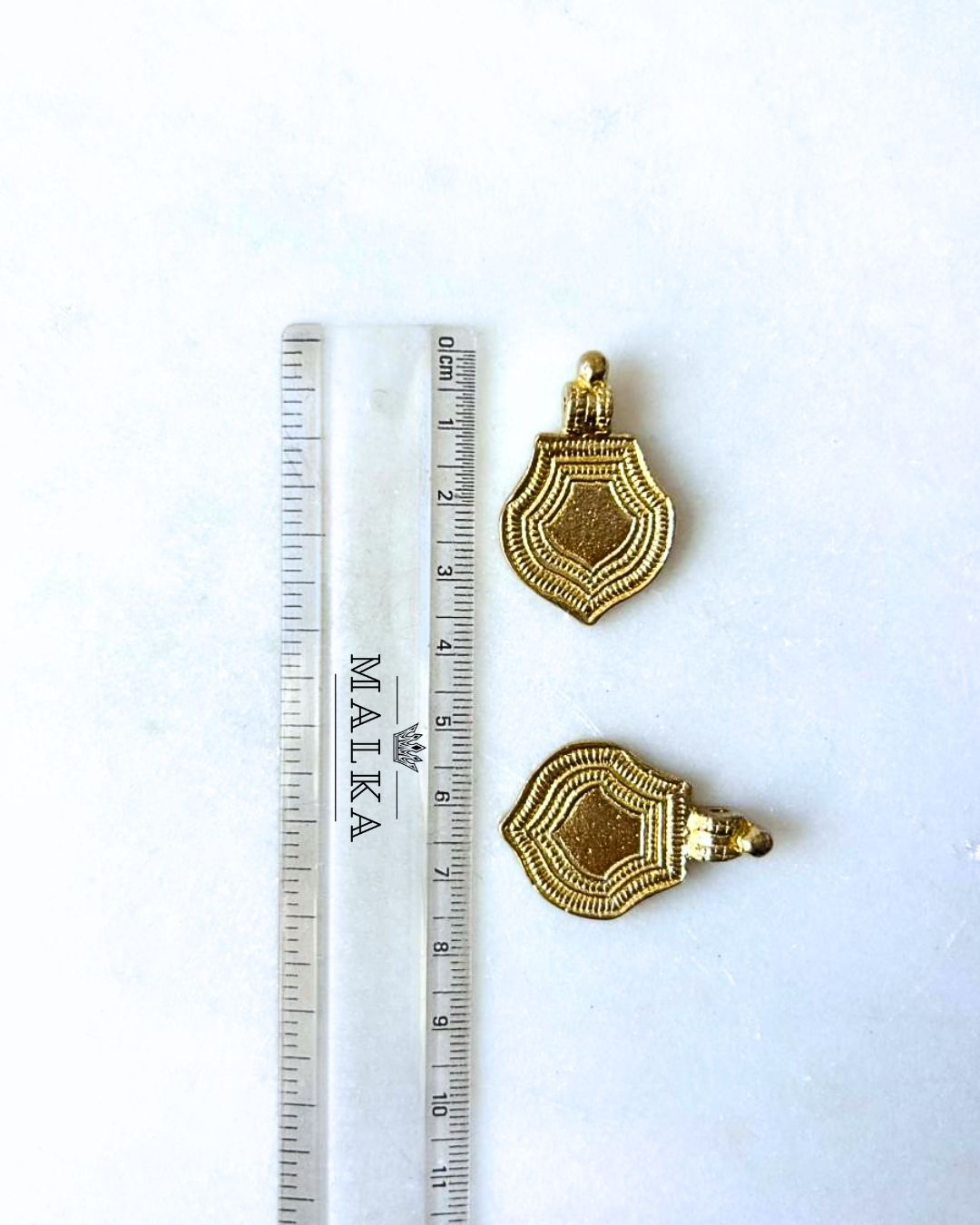 Geometric Shield Brass Charms – 1 Pieces - Image 2