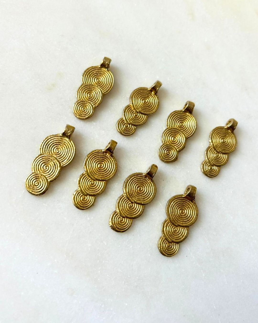 Triple Spiral Brass Charms – Pack of 1 Pieces