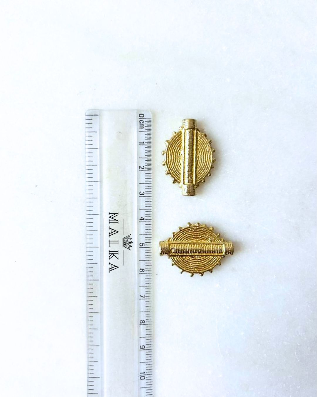 Textured Geometric Brass Charm Beads – Pack of 3 Pieces - Image 3