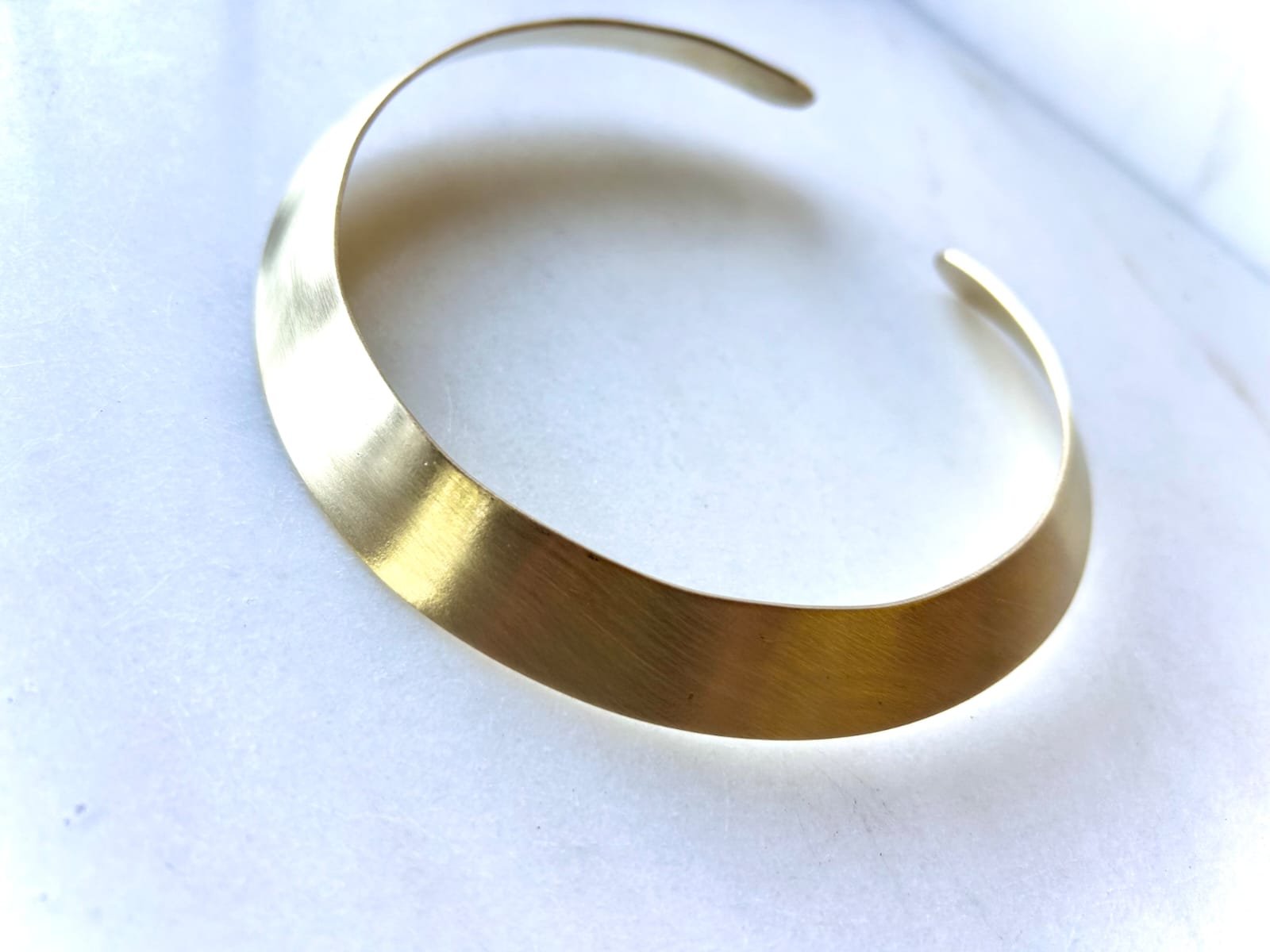 Wide Layered Brushed Brass Choker - Image 3
