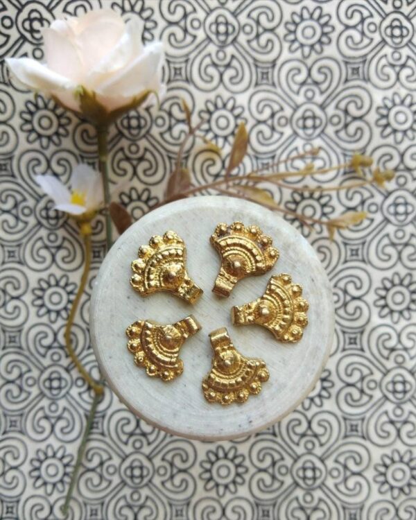Beaded Fan Brass Charms – Pack of 10 Pieces