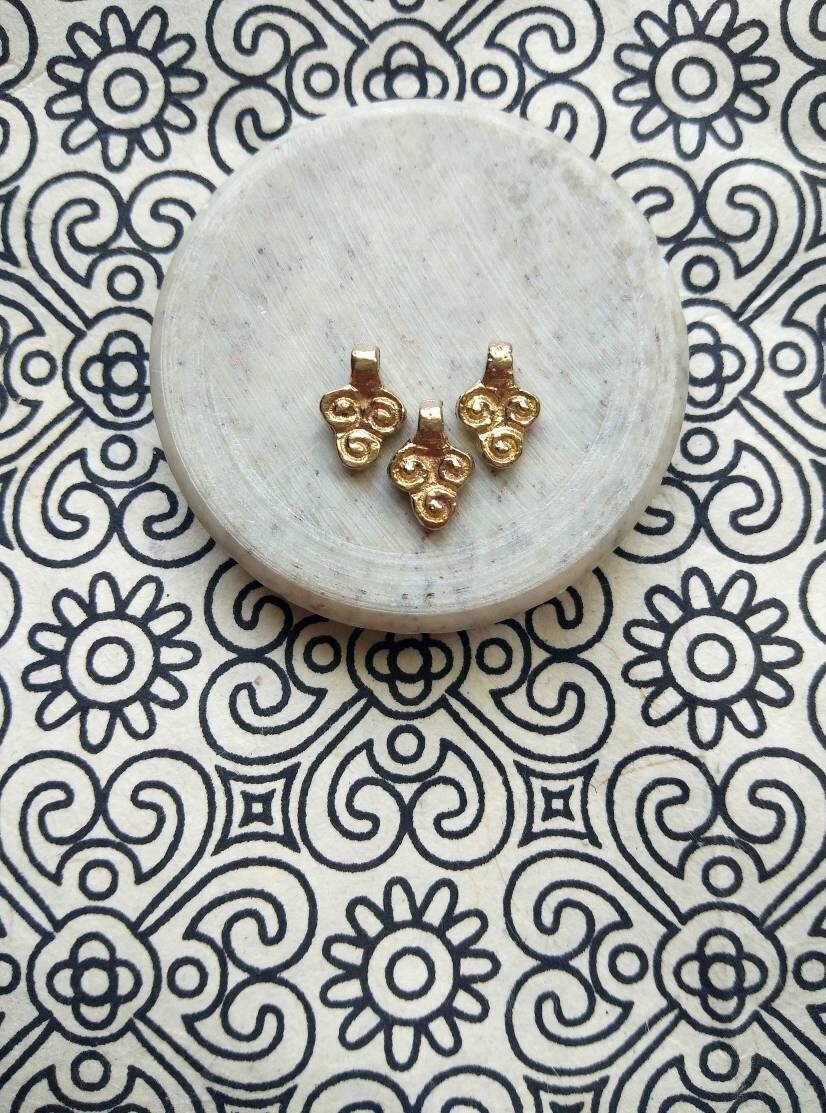 Triple Spiral Brass Charms – Pack of 10 Pieces