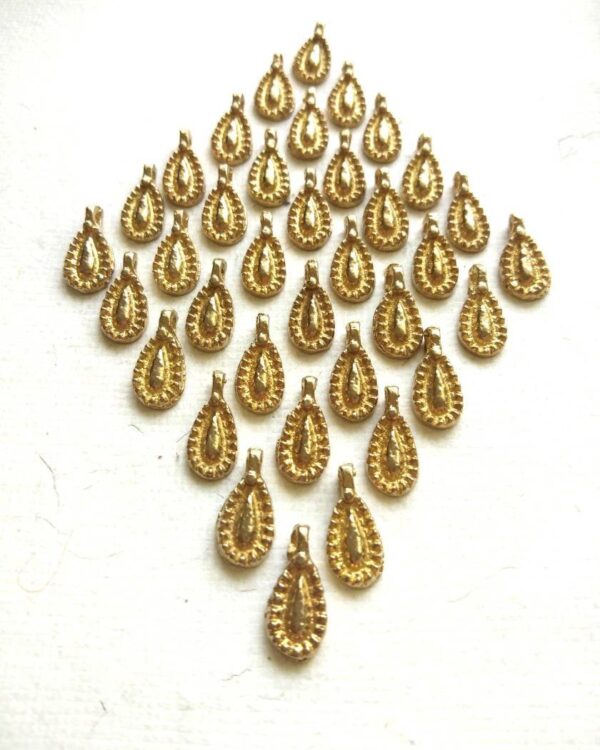 Textured Teardrop Brass Charms – Pack of 10 Pieces