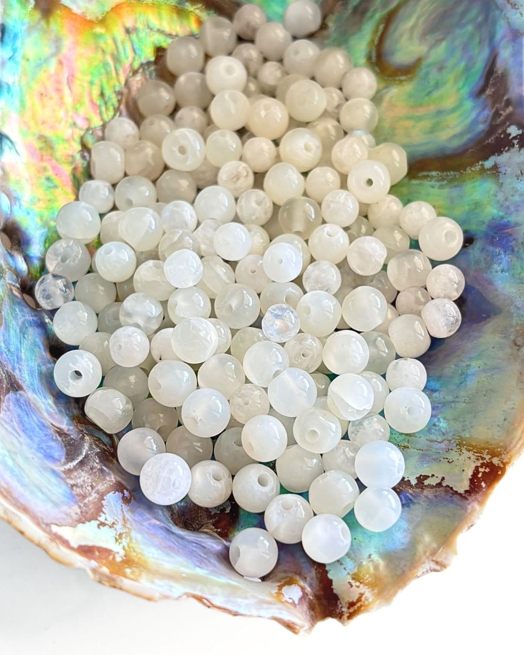 Moonstone Beads 5–6mm – 10 Pieces