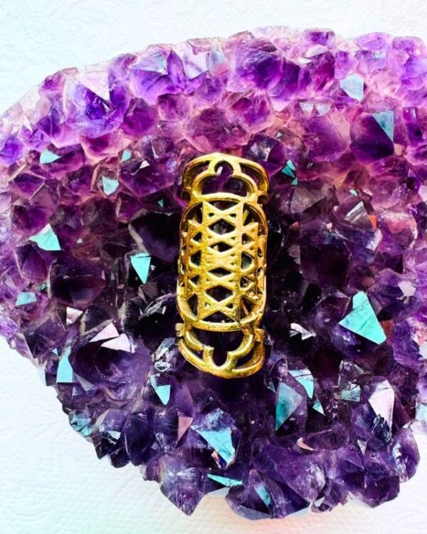 Sri Yantra Mandala Crosshatch Brass Dreadlock Jewelry