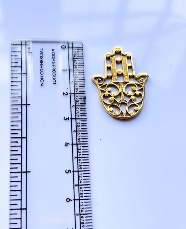 Filigree Hamsa Hand Brass Pendant - Image 3