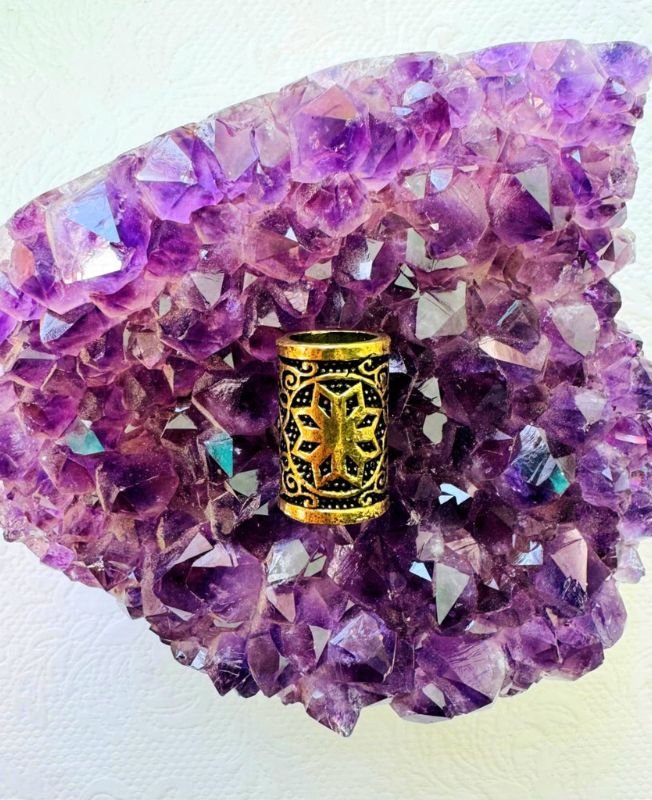Floral Blackened Brass Dreadlock Bead