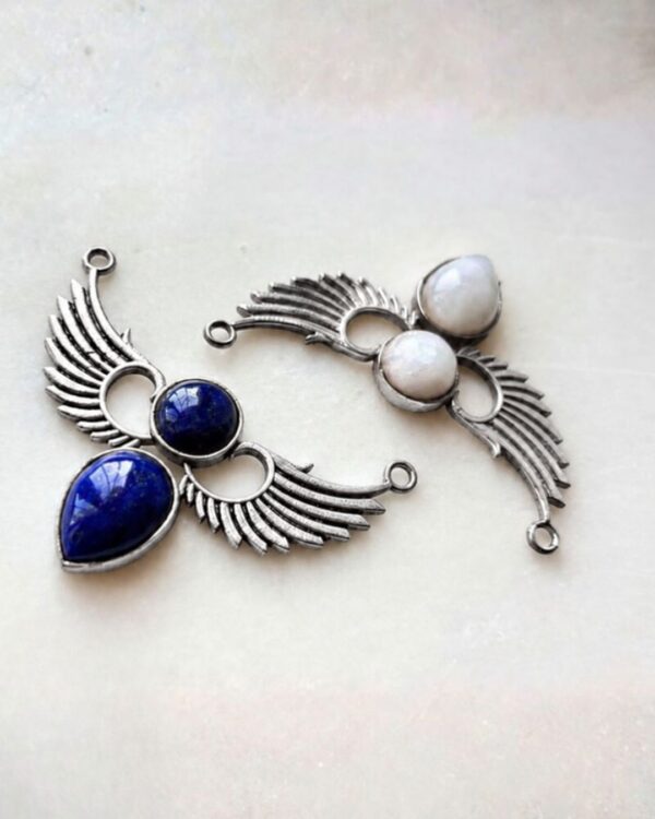 Teardrop Silver Filled Stone Brass Connector for Jewelry Making