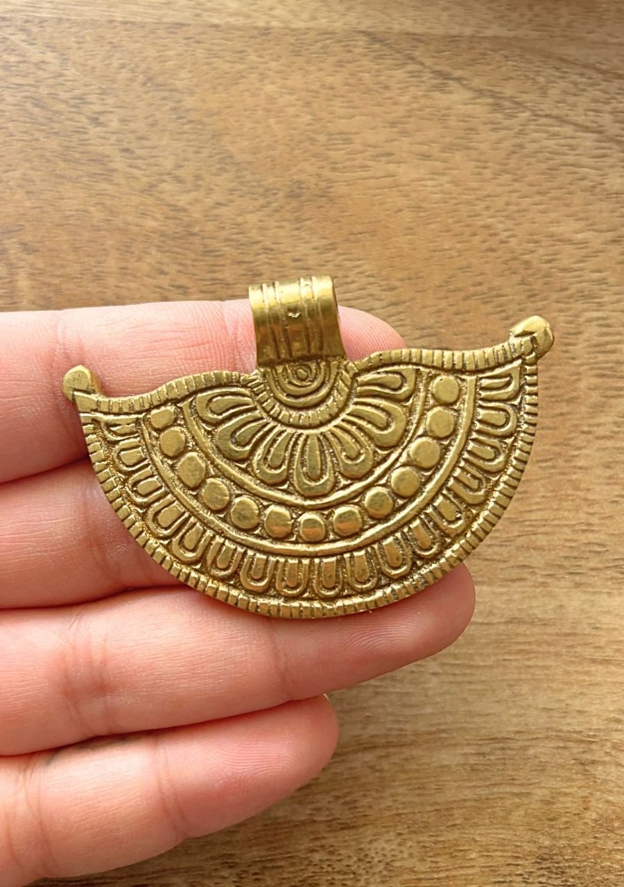 Big Ethnic Brass Pendant – Single Piece - Image 4