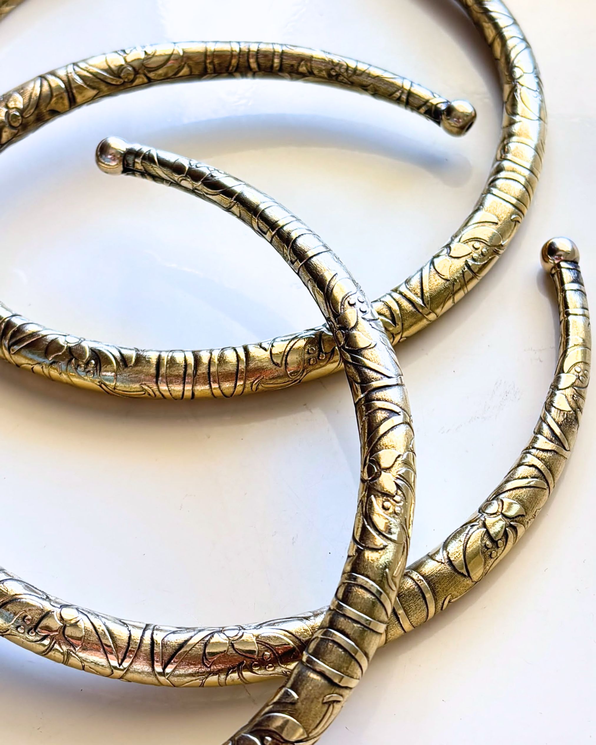 Vintage Floral Engraved Brass Choker - Image 4