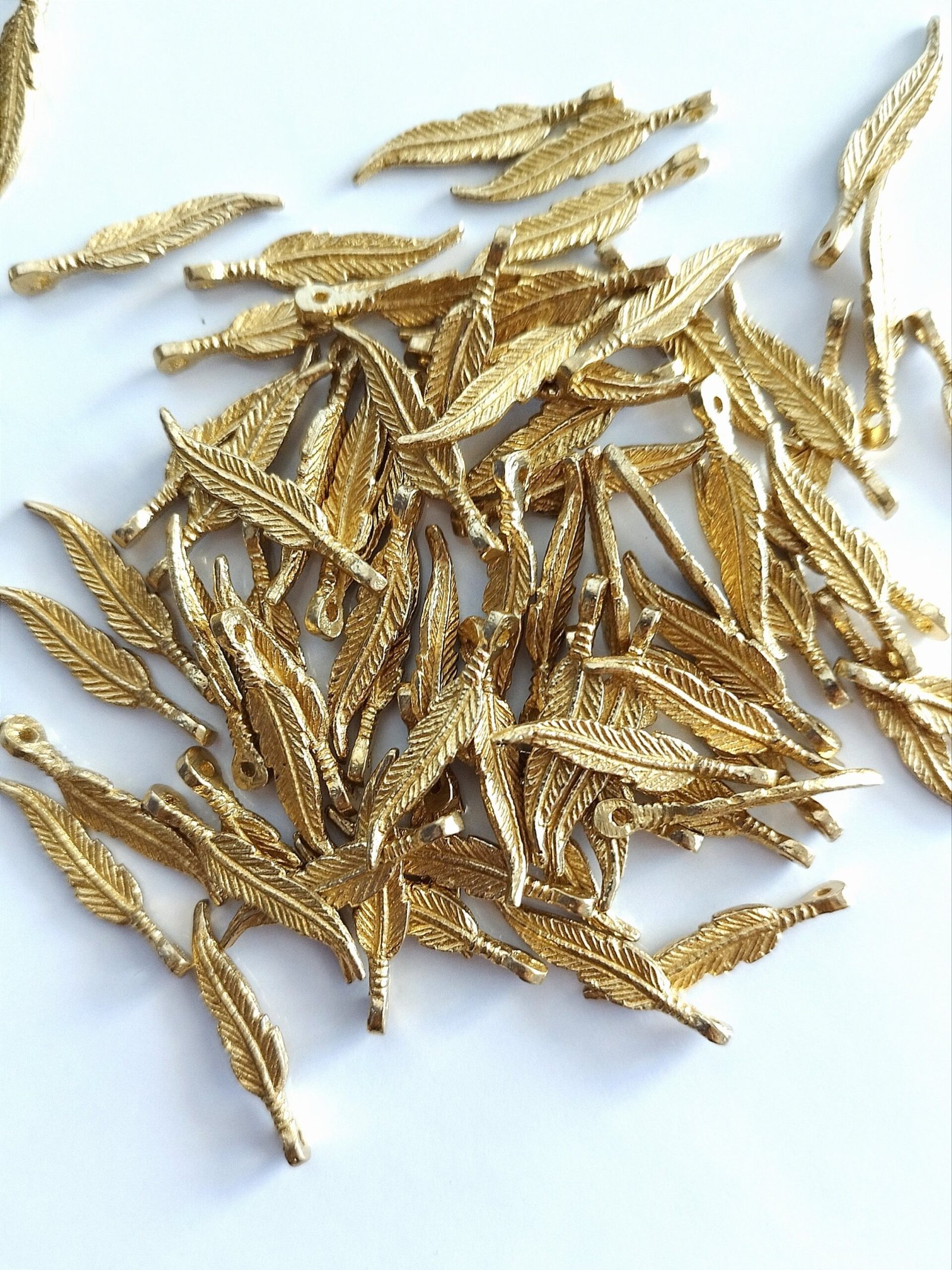 Feather Brass Charms – Pack of 10 Pieces - Image 5