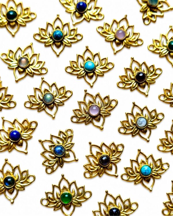 Lotus Brass Connector with Stone – Assorted