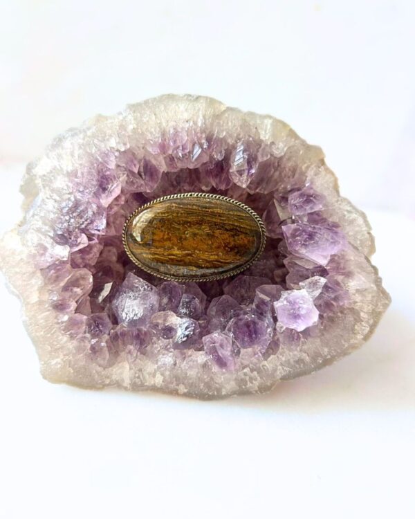 42mm Picture Jasper Grooved Stone