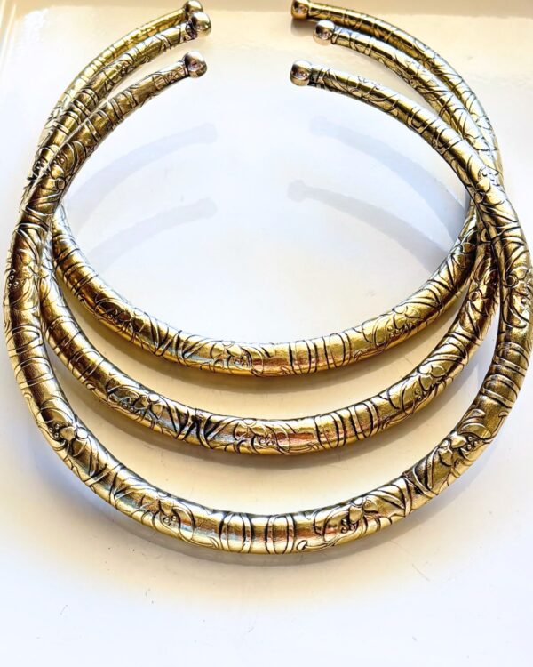 Vintage Floral Engraved Brass Choker