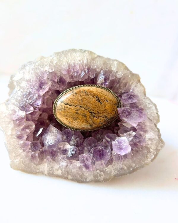 45mm Picture Jasper Grooved Stone