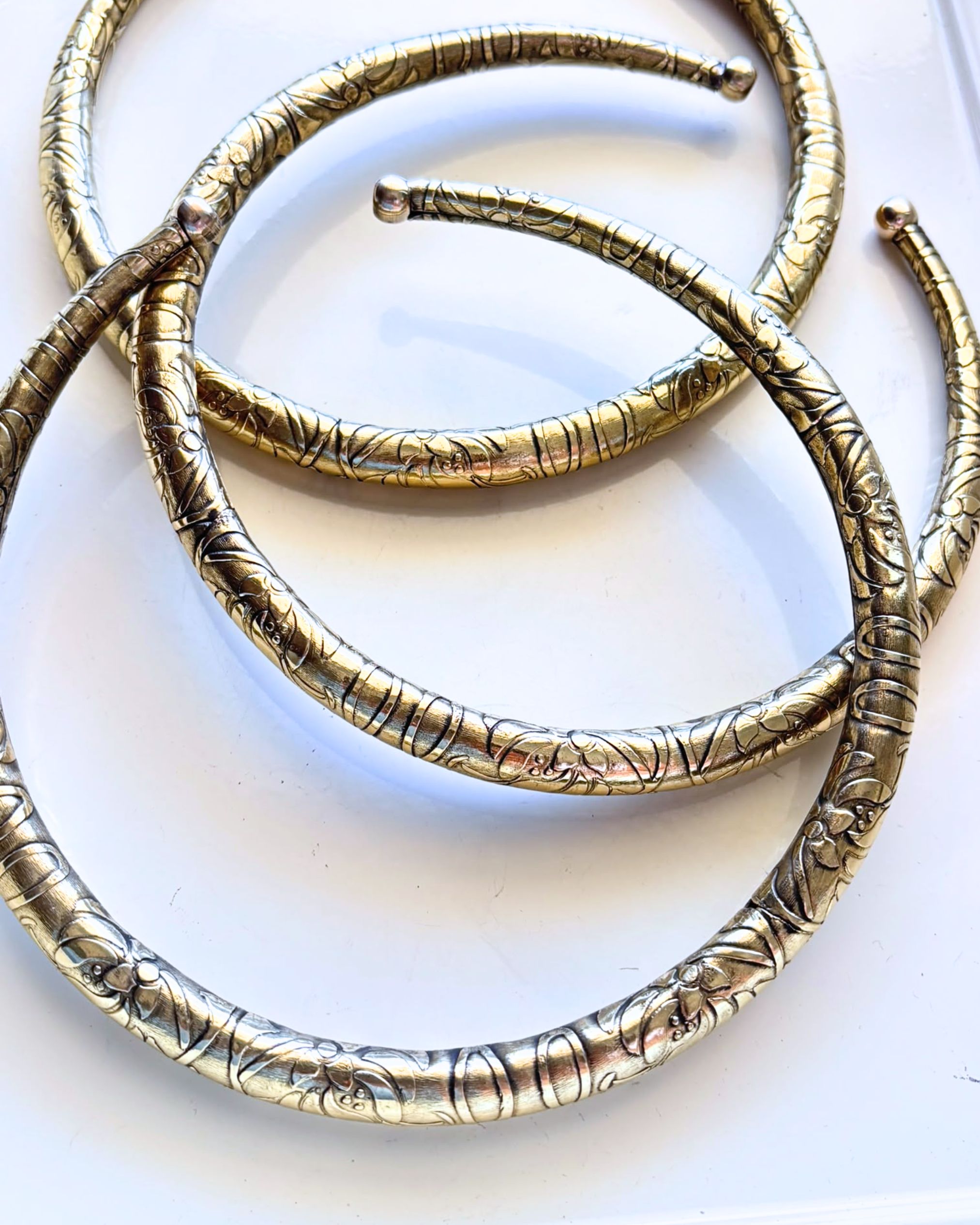 Vintage Floral Engraved Brass Choker - Image 3
