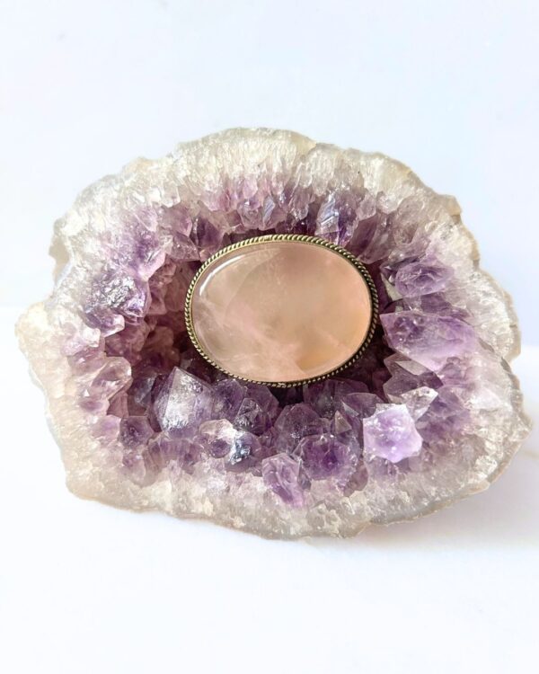 38mm Rose Quartz Grooved Stone