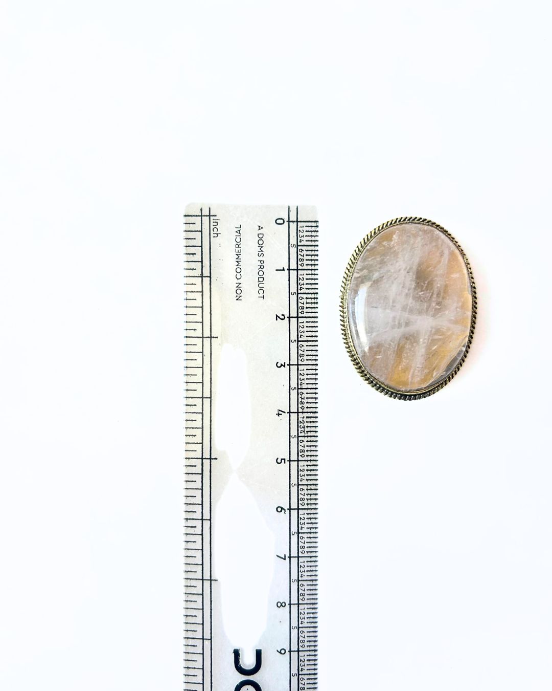 38mm Oval Rose Quartz Grooved Stone - Image 2