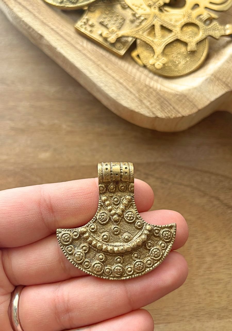 Big Ethnic Brass Pendant – Single Piece - Image 4