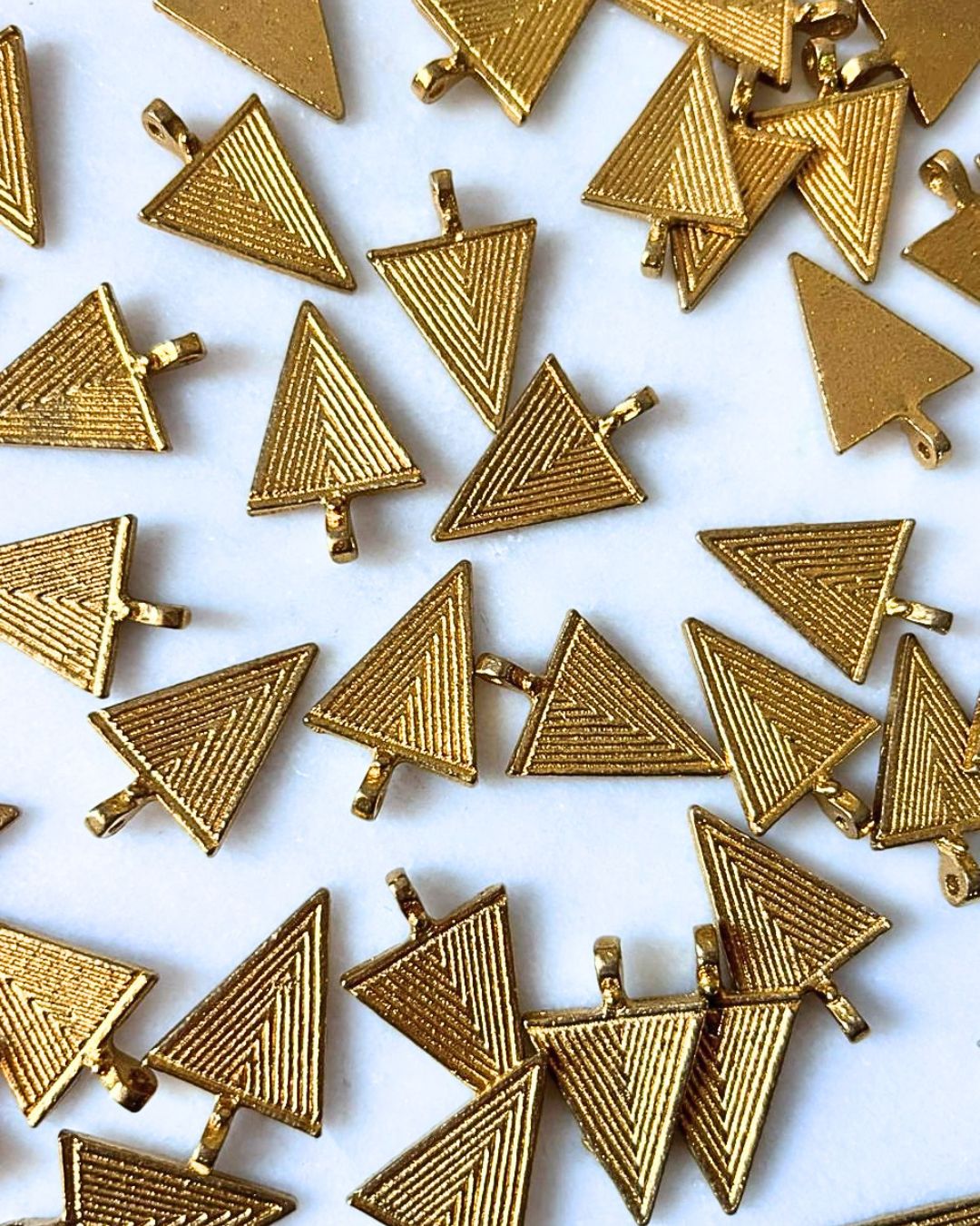 Engraved Triangle Brass Charm – Single Piece